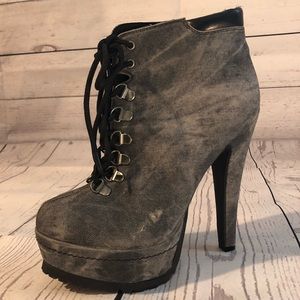 Xhilaration Acid Wash Platform Lace Up Booties
